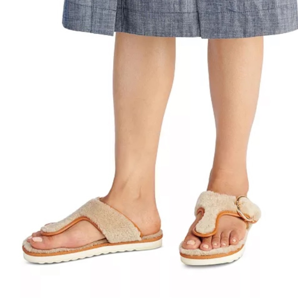 - NWT COACH Women's Hollie Cozy T-Strap Slippers - Picture 3 of 11
